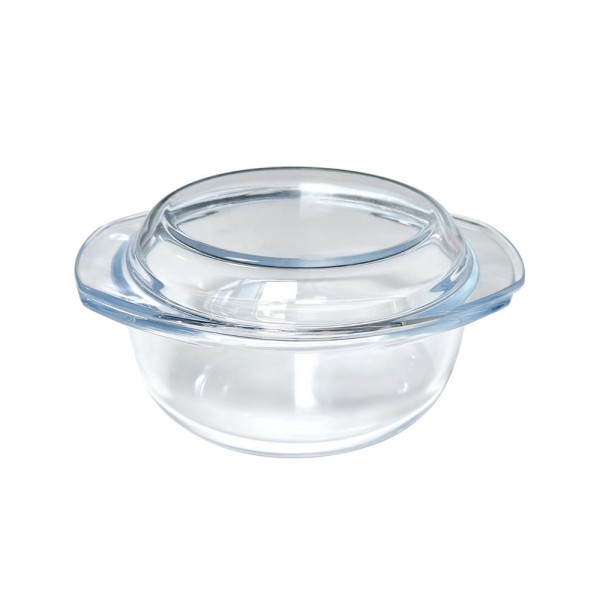 HARD GOODS ROUND GLASS POT W.GLASS LID 