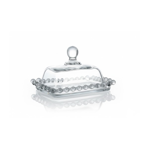 LUCIANO GLASS BUTTER DISH W. COVER 