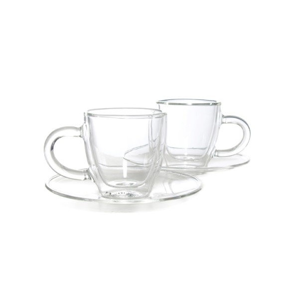 LUCIANO ORIENTAL DOUBLE WALL GLASS COFFEE CUP SET 90ML 