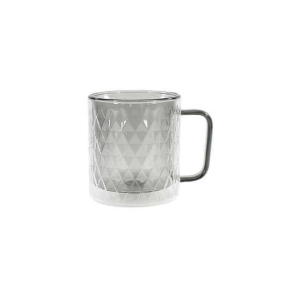 LUCIANO DOUBLE WALL GLASS MUG EMBOSSED INNER BLACK CLR