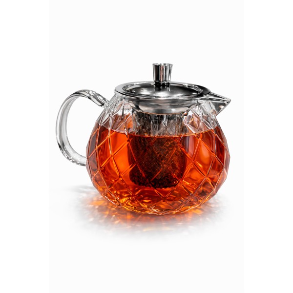 LUCIANO DIAMOND GLASS TEA POT W.FILTER 