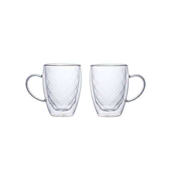 LUCIANO DIAMOND DOUBLE WALL GLASS ESPRESSO CUP SET 90ML 