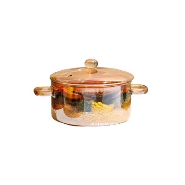 LUCIANO GLASS POT GOLD W.ROUND TOP