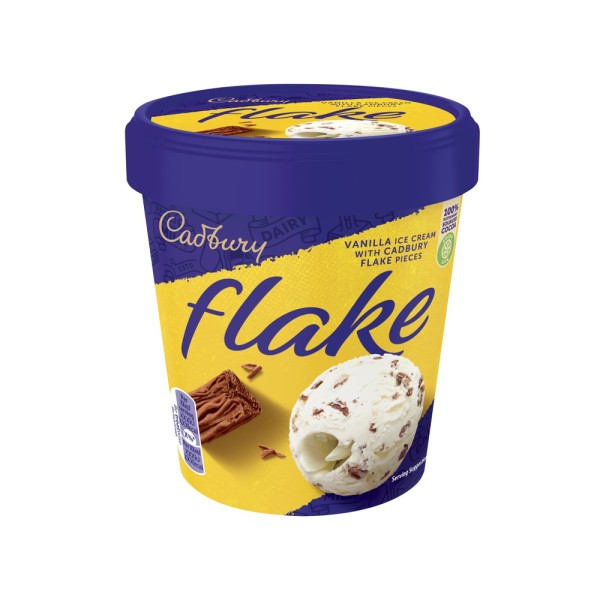 CADBURY FLAKE VANILLA ICE CREAM TUB WITH FLAKE PIECES