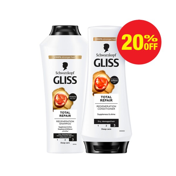 GLISS SHAMPOO TOTAL REPAIR 400ML+COND200ML 20PCUT