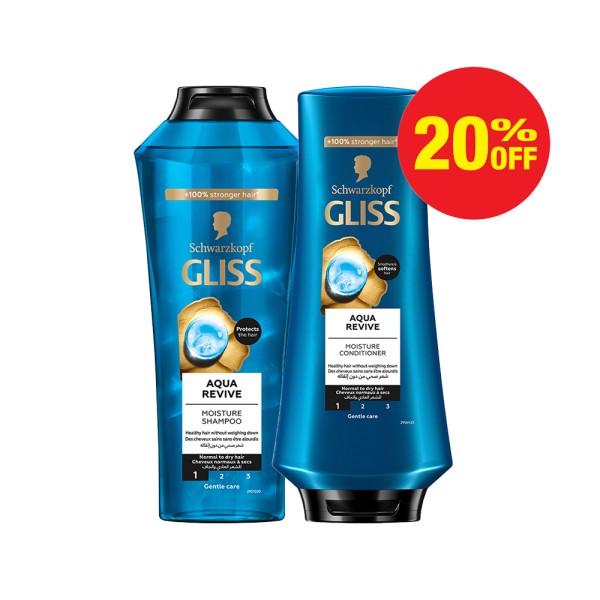 GLISS SHAMPOO AQUA REVIVE 400ML+COND 200ML 20PCUT
