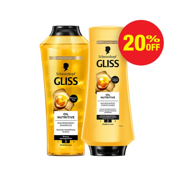 GLISS SHAMPOO OIL NUTRITIVE 400ML+COND 200ML 20PCUT