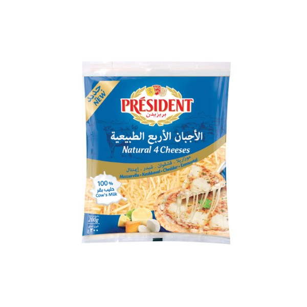 PRESIDENT SHREDDED FOUR CHEESES 
