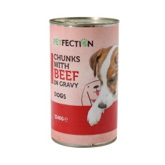 PETFECTION FOR CAT GRAVY BEEF CHUNKS DOG FOOD